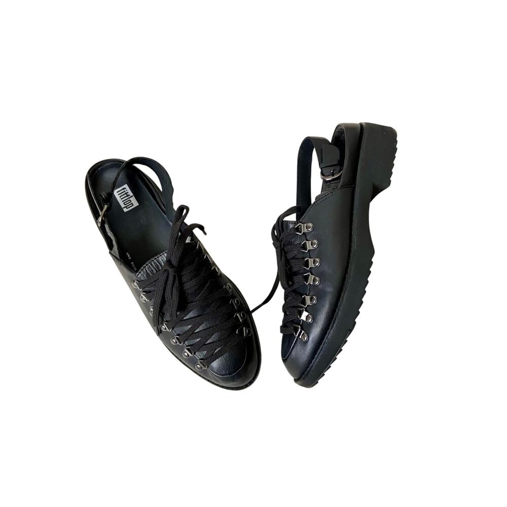 FitFlop Skandi black leather back-strap mules